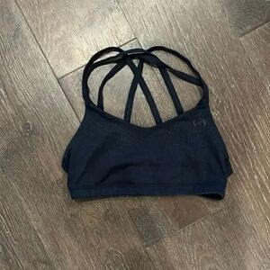 Strappy black sports bra